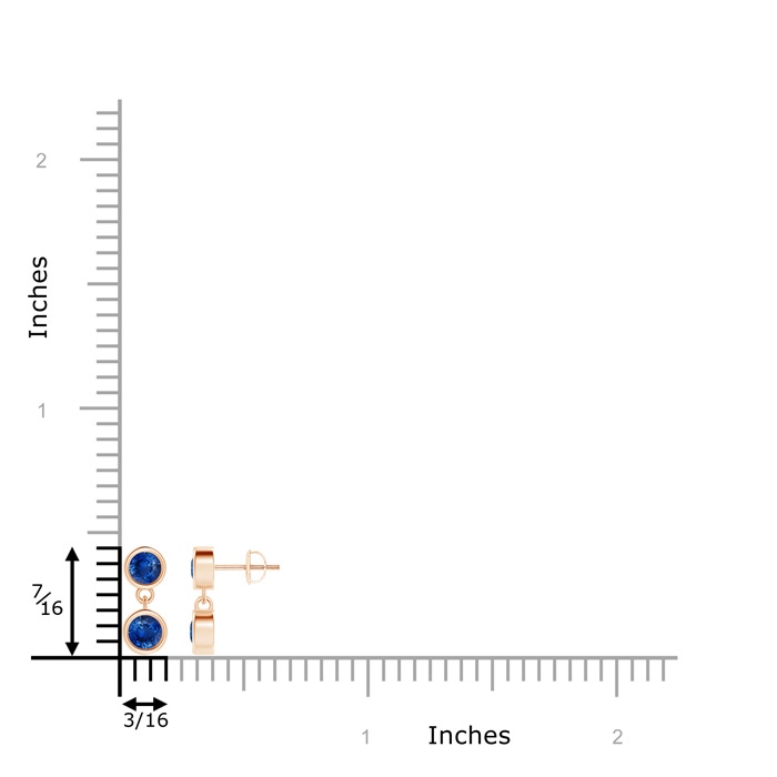 3.8mm AAA Dangling Two Stone Blue Sapphire Earrings in Rose Gold product image