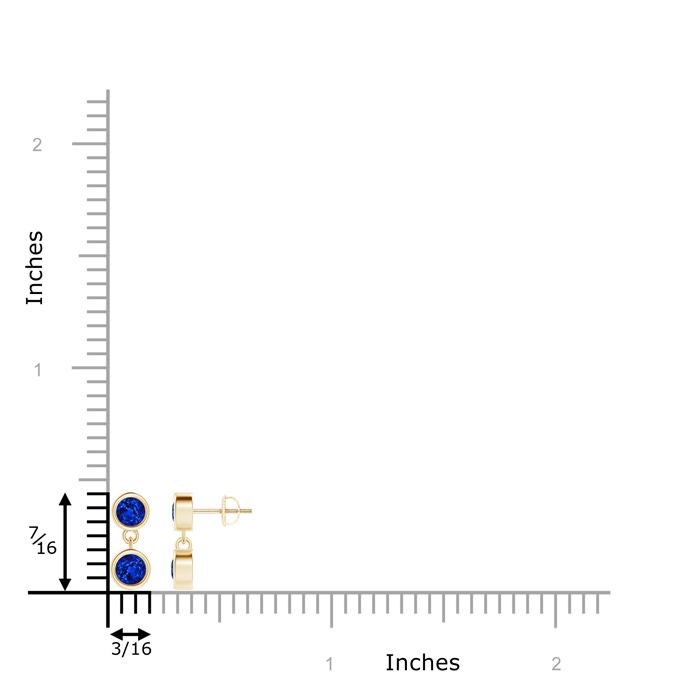 3.8mm AAAA Dangling Two Stone Blue Sapphire Earrings in Yellow Gold product image