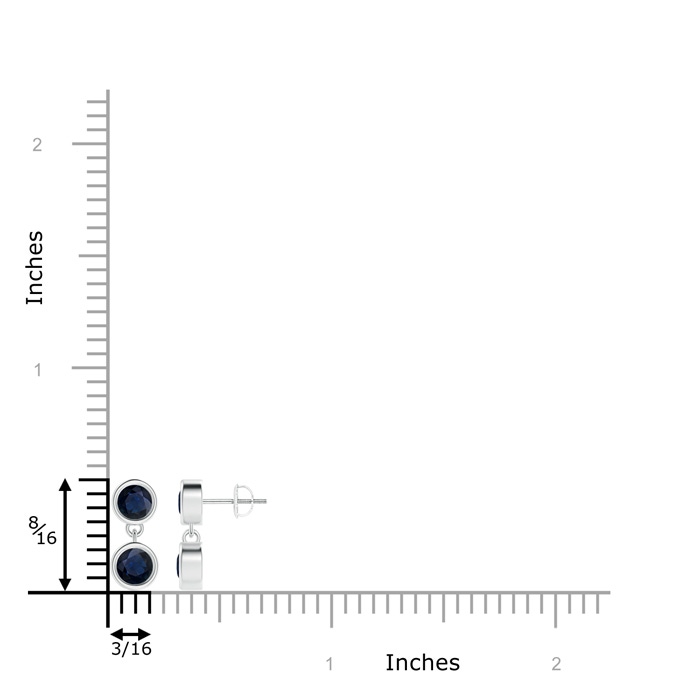4.1mm A Dangling Two Stone Blue Sapphire Earrings in White Gold product image