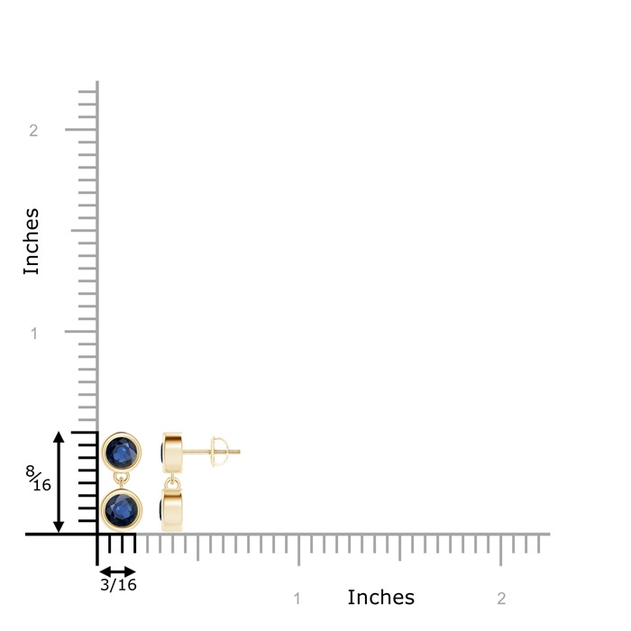 4.1mm AA Dangling Two Stone Blue Sapphire Earrings in Yellow Gold product image