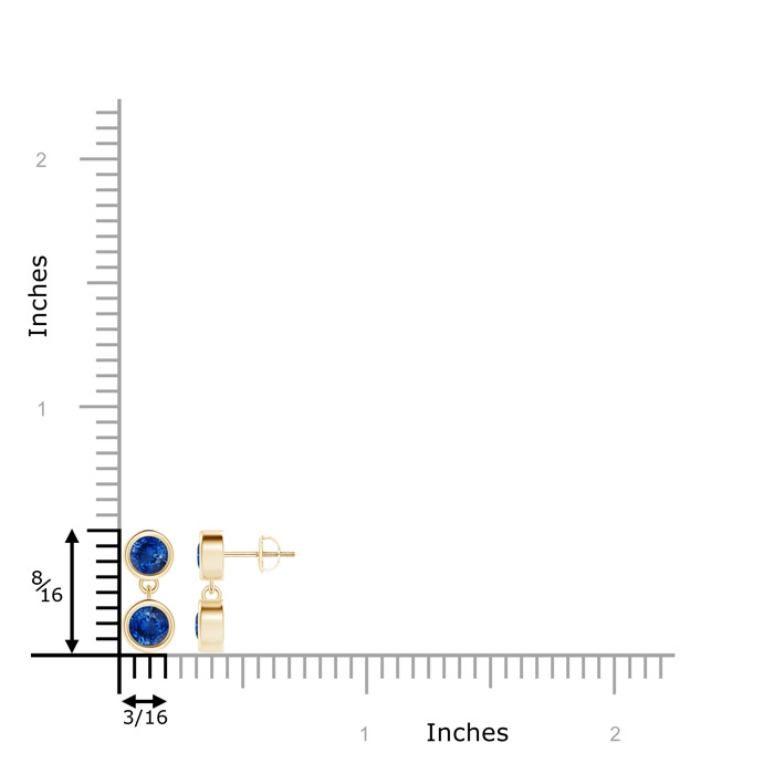 4.1mm AAA Dangling Two Stone Blue Sapphire Earrings in Yellow Gold product image