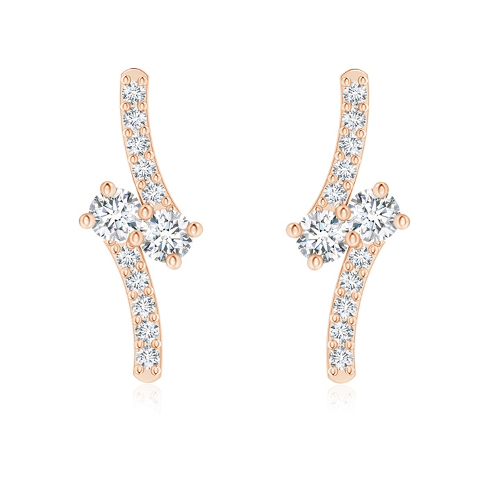 2.2mm GVS2 Classic Two Stone Diamond Bypass Earrings in Rose Gold
