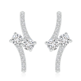 2.9mm HSI2 Classic Two Stone Diamond Bypass Earrings in White Gold