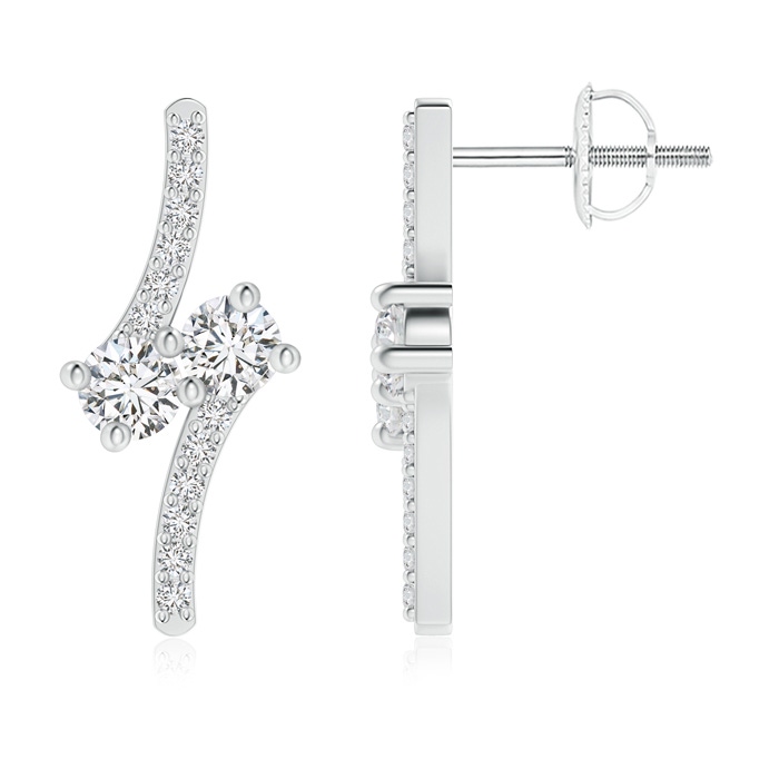 2.9mm HSI2 Classic Two Stone Diamond Bypass Earrings in White Gold Product Image