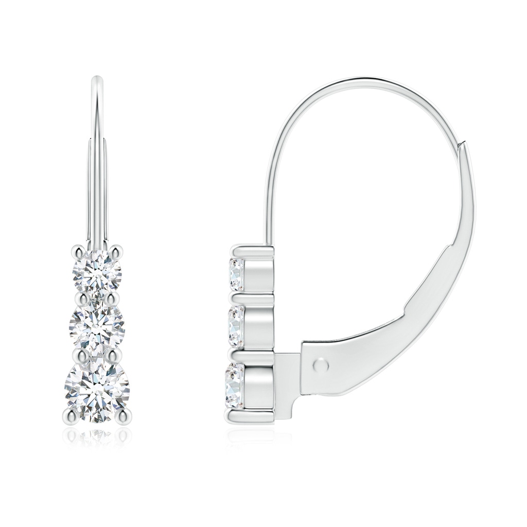 2.8mm GVS2 Round Diamond Three Stone Leverback Earrings in P950 Platinum