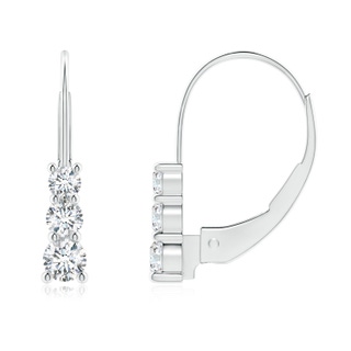 2.8mm GVS2 Round Diamond Three Stone Leverback Earrings in White Gold