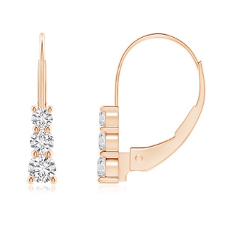 2.8mm HSI2 Round Diamond Three Stone Leverback Earrings in Rose Gold