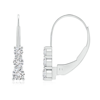 2.8mm HSI2 Round Diamond Three Stone Leverback Earrings in White Gold