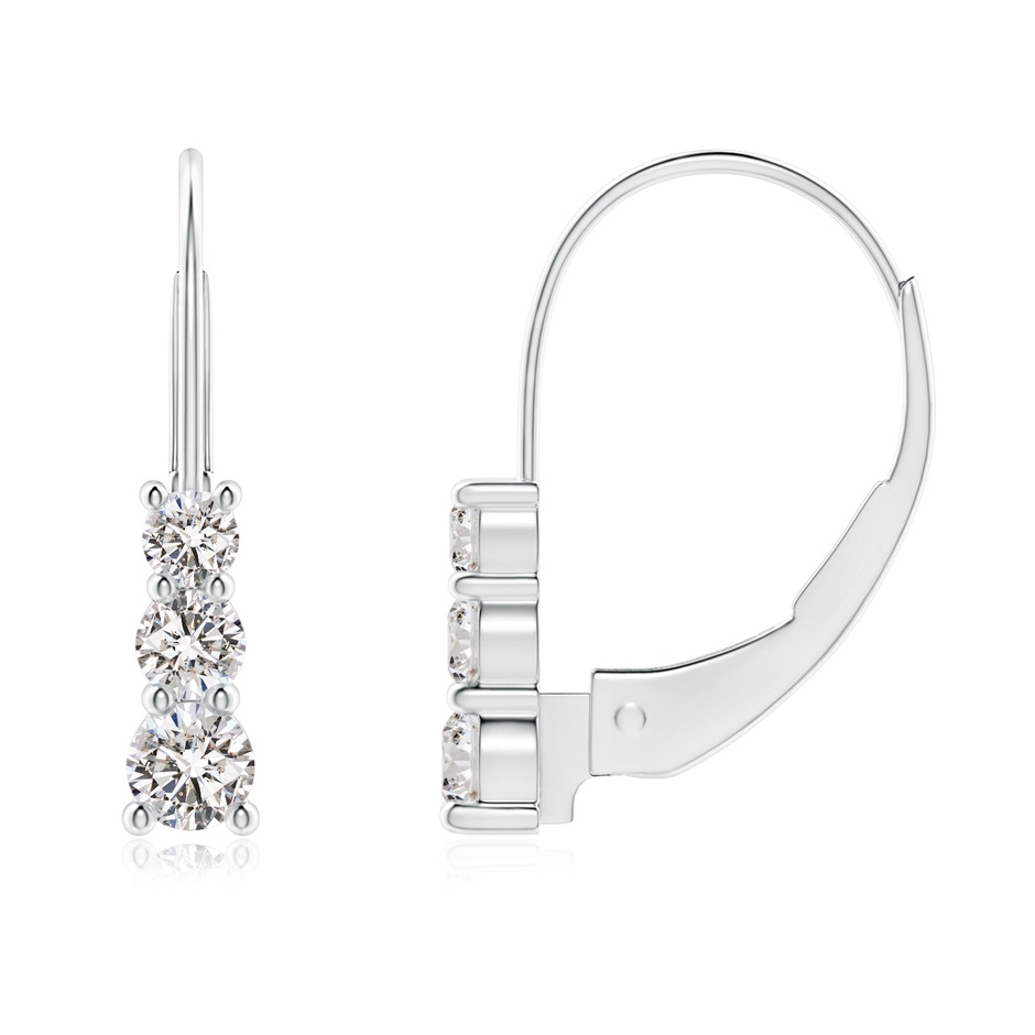 2.8mm IJI1I2 Round Diamond Three Stone Leverback Earrings in P950 Platinum 