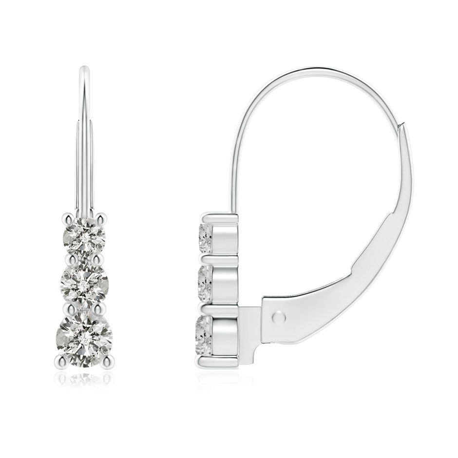 2.8mm KI3 Round Diamond Three Stone Leverback Earrings in White Gold 