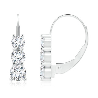 3.8mm GVS2 Round Diamond Three Stone Leverback Earrings in P950 Platinum