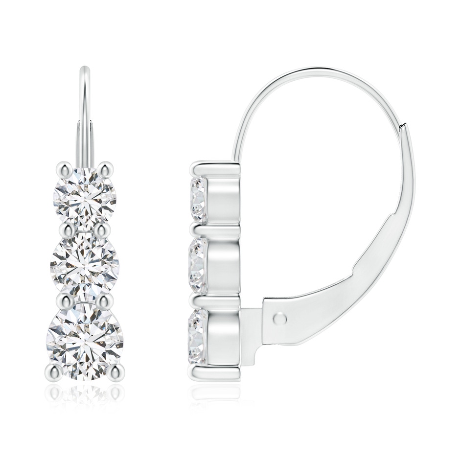 3.8mm HSI2 Round Diamond Three Stone Leverback Earrings in P950 Platinum 