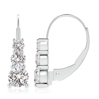 6.4mm IJI1I2 Round Diamond Three Stone Leverback Earrings in P950 Platinum