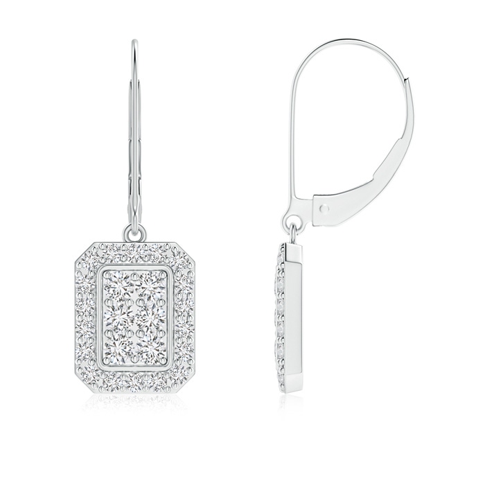 2.2mm HSI2 Diamond Clustre Leverback Dangle Earrings in White Gold