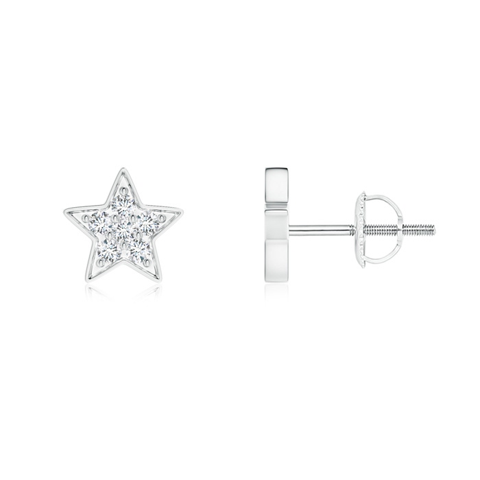 1.6mm GVS2 Diamond Cluster Star Stud Earrings in White Gold 