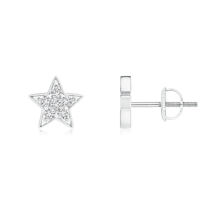 1.6mm HSI2 Diamond Clustre Star Stud Earrings in White Gold