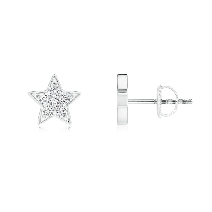 1.6mm HSI2 Diamond Clustre Star Stud Earrings in White Gold 