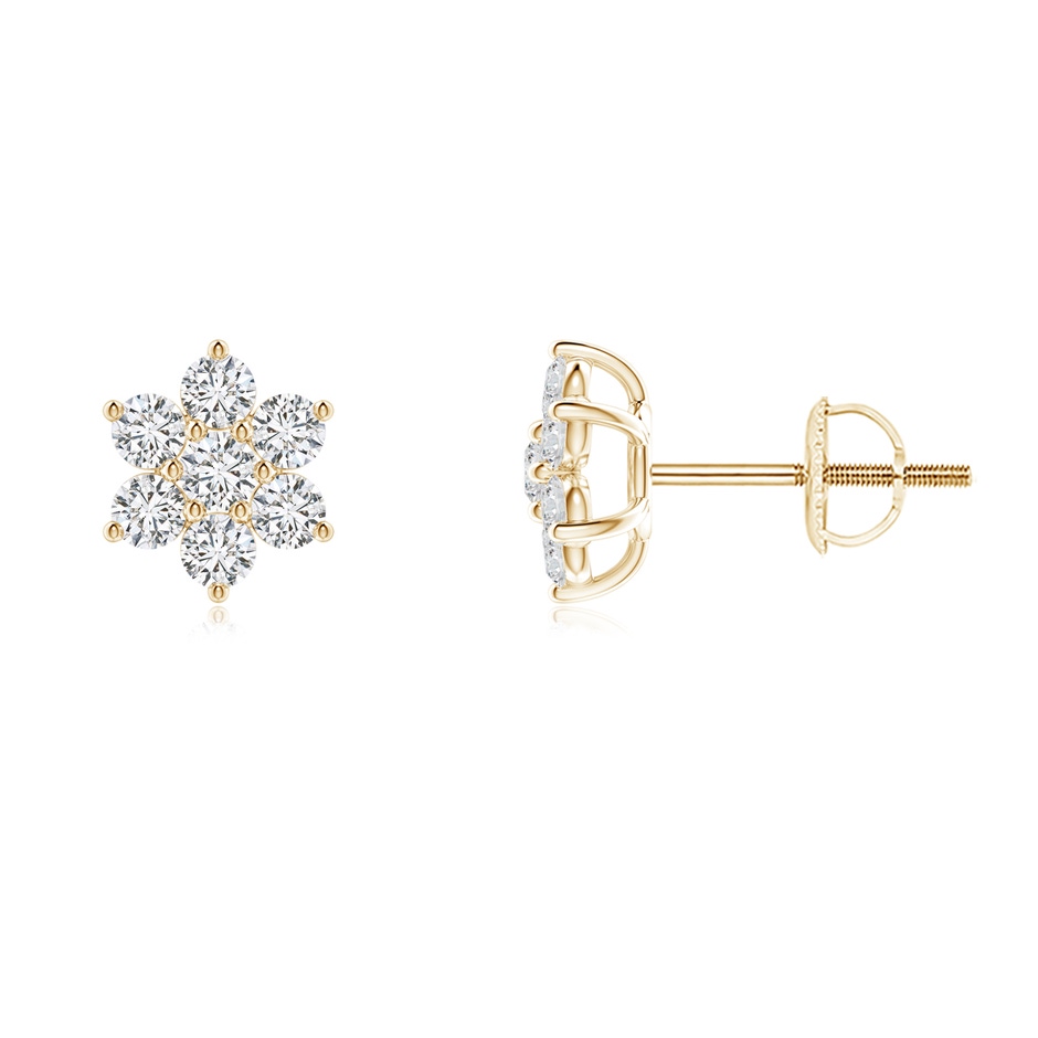 2.2mm HSI2 Diamond Flower-Shaped Stud Earrings in Yellow Gold 