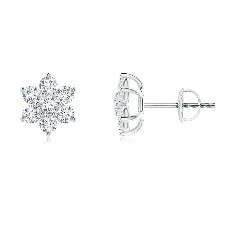 2.4mm GVS2 Diamond Flower-Shaped Stud Earrings in P950 Platinum 