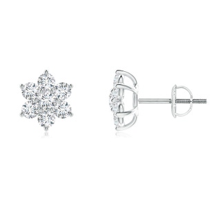 2.4mm GVS2 Diamond Flower-Shaped Stud Earrings in White Gold
