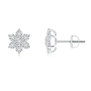 2.4mm HSI2 Diamond Flower-Shaped Stud Earrings in White Gold