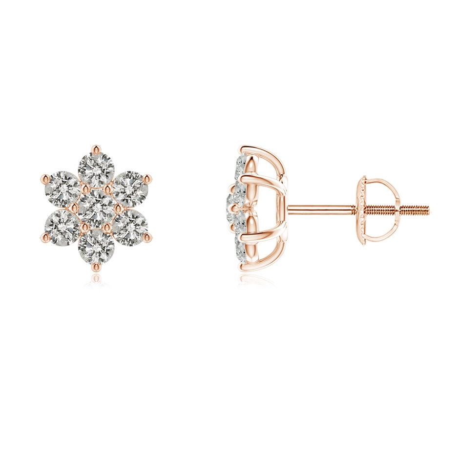2.4mm KI3 Diamond Flower-Shaped Stud Earrings in Rose Gold 
