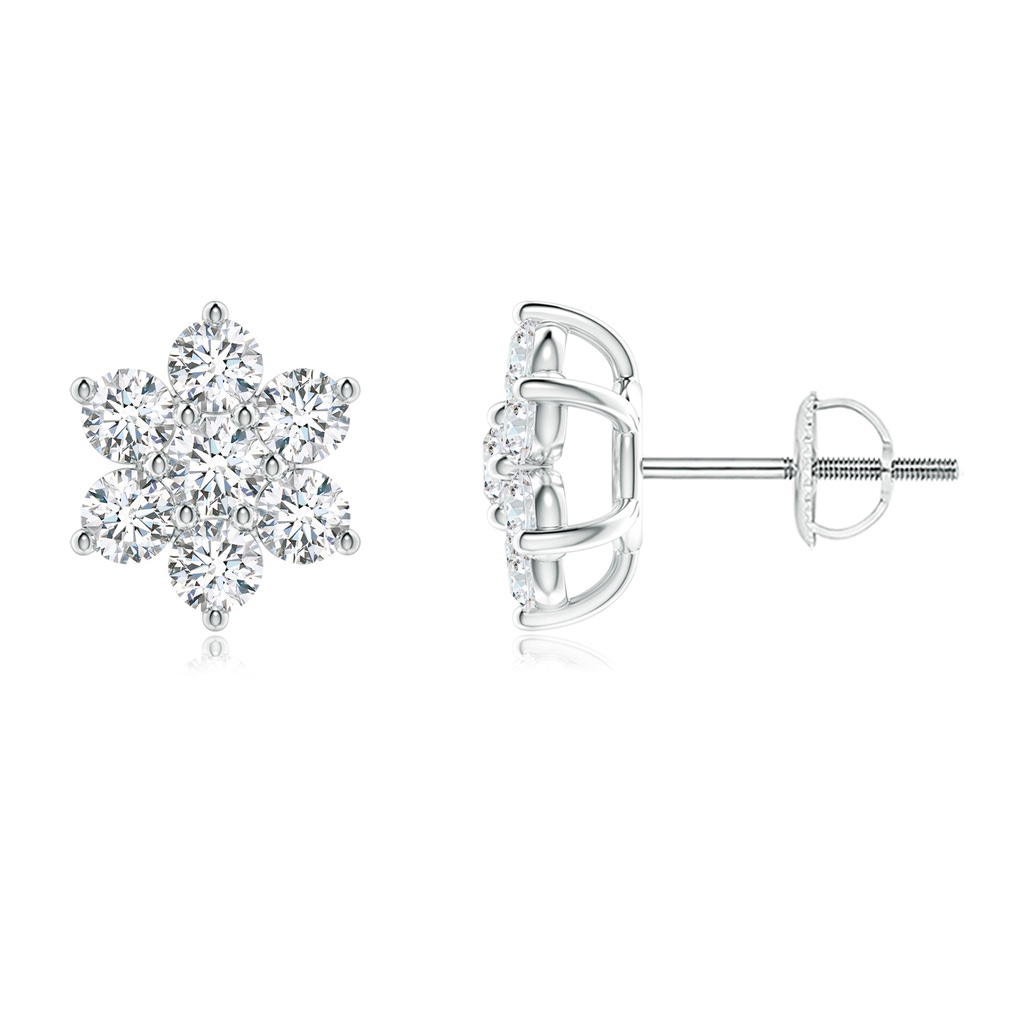 2.8mm GVS2 Diamond Flower-Shaped Stud Earrings in White Gold