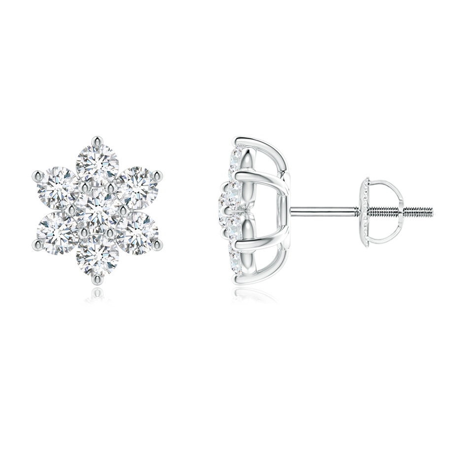 2.8mm GVS2 Diamond Flower-Shaped Stud Earrings in White Gold 