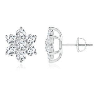 3.25mm GVS2 Diamond Flower-Shaped Stud Earrings in P950 Platinum