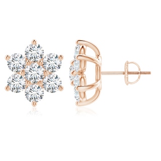 3.6mm GVS2 Diamond Flower-Shaped Stud Earrings in 9K Rose Gold
