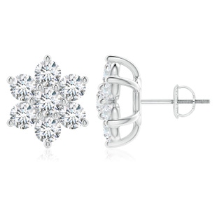 3.6mm GVS2 Diamond Flower-Shaped Stud Earrings in P950 Platinum