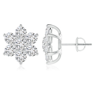 3.6mm HSI2 Diamond Flower-Shaped Stud Earrings in White Gold