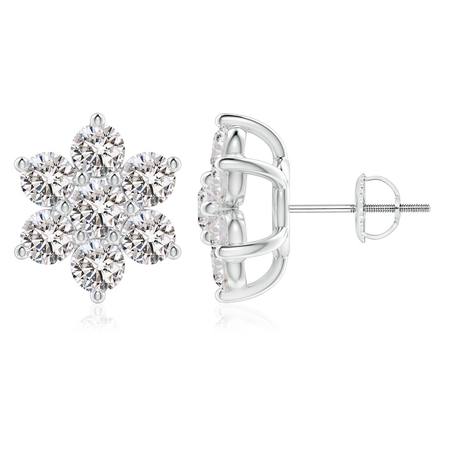 3.6mm IJI1I2 Diamond Flower-Shaped Stud Earrings in 18K White Gold 