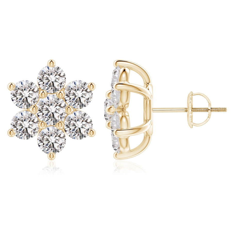 3.6mm IJI1I2 Diamond Flower-Shaped Stud Earrings in 18K Yellow Gold 