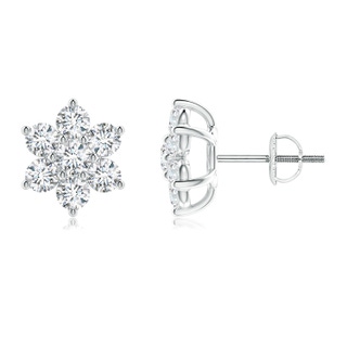 3mm GVS2 Diamond Flower-Shaped Stud Earrings in P950 Platinum