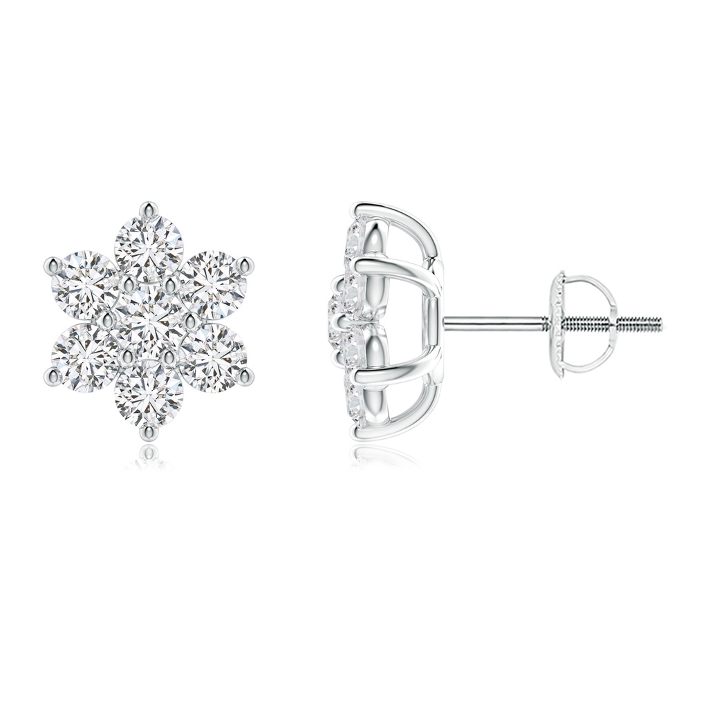 3mm HSI2 Diamond Flower-Shaped Stud Earrings in White Gold 