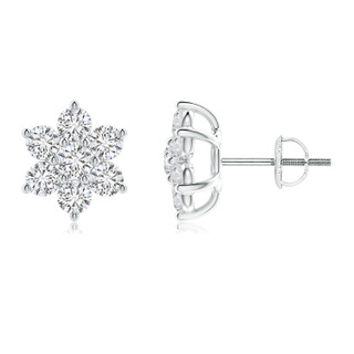 3mm HSI2 Diamond Flower-Shaped Stud Earrings in White Gold