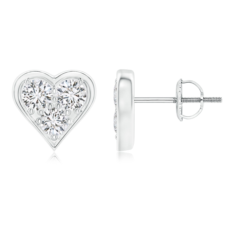 2.6mm HSI2 Three Stone Diamond Heart-Shaped Stud Earrings in White Gold 