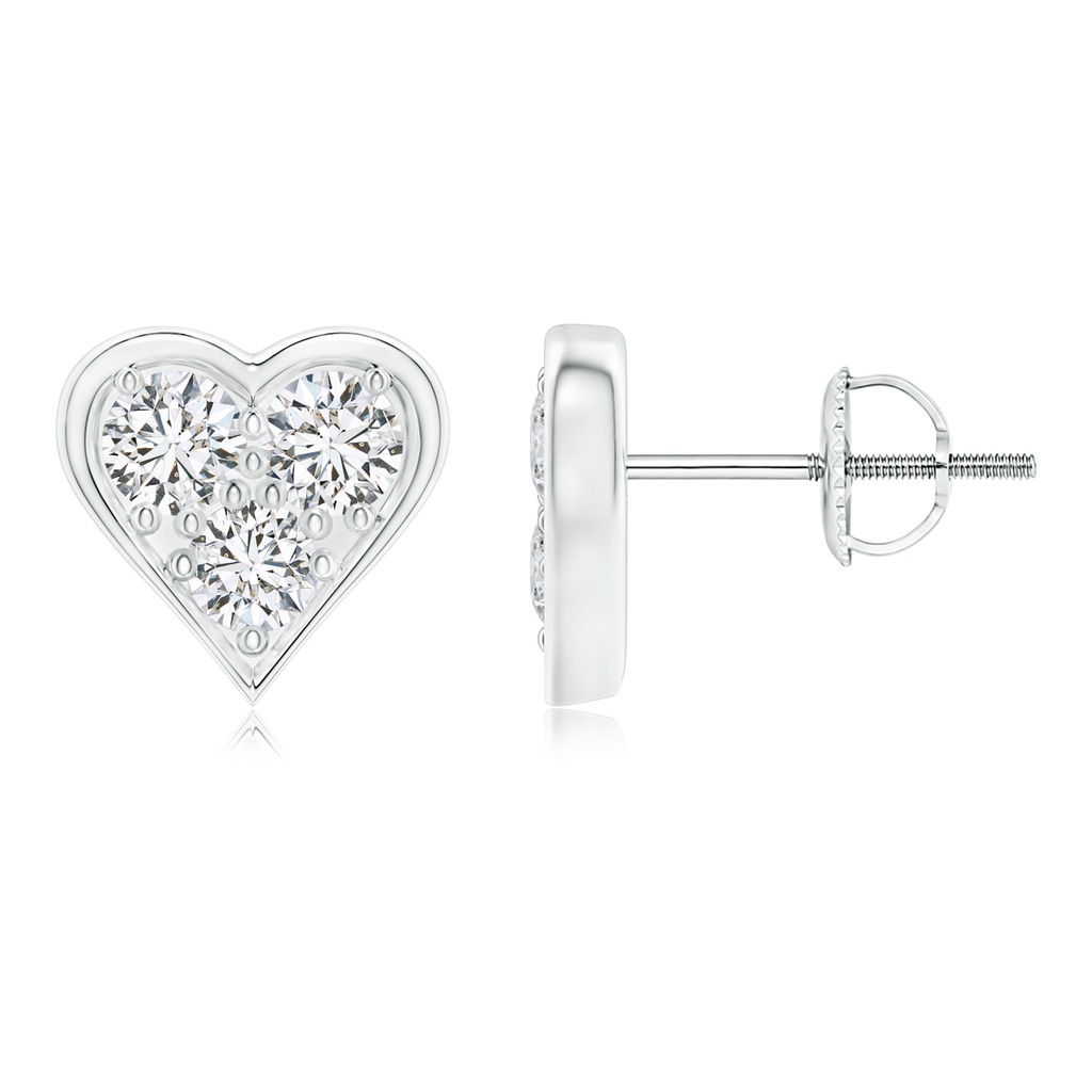2.6mm HSI2 Three Stone Diamond Heart-Shaped Stud Earrings in White Gold
