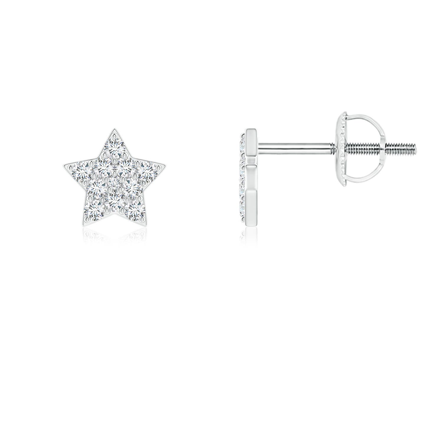 1.3mm GVS2 Diamond Star-Shaped Stud Earrings in P950 Platinum