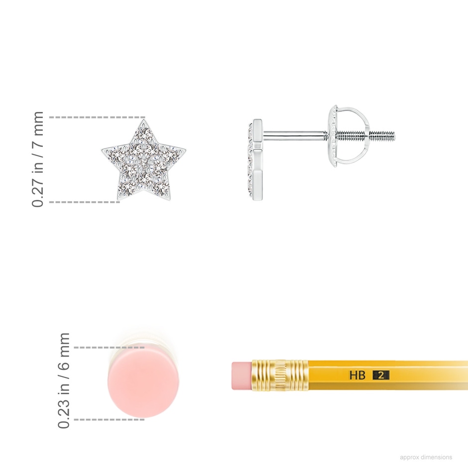 1.3mm IJI1I2 Diamond Star-Shaped Stud Earrings in 9K White Gold ruler