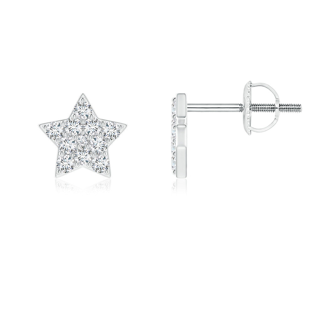 1.55mm GVS2 Diamond Star-Shaped Stud Earrings in White Gold 