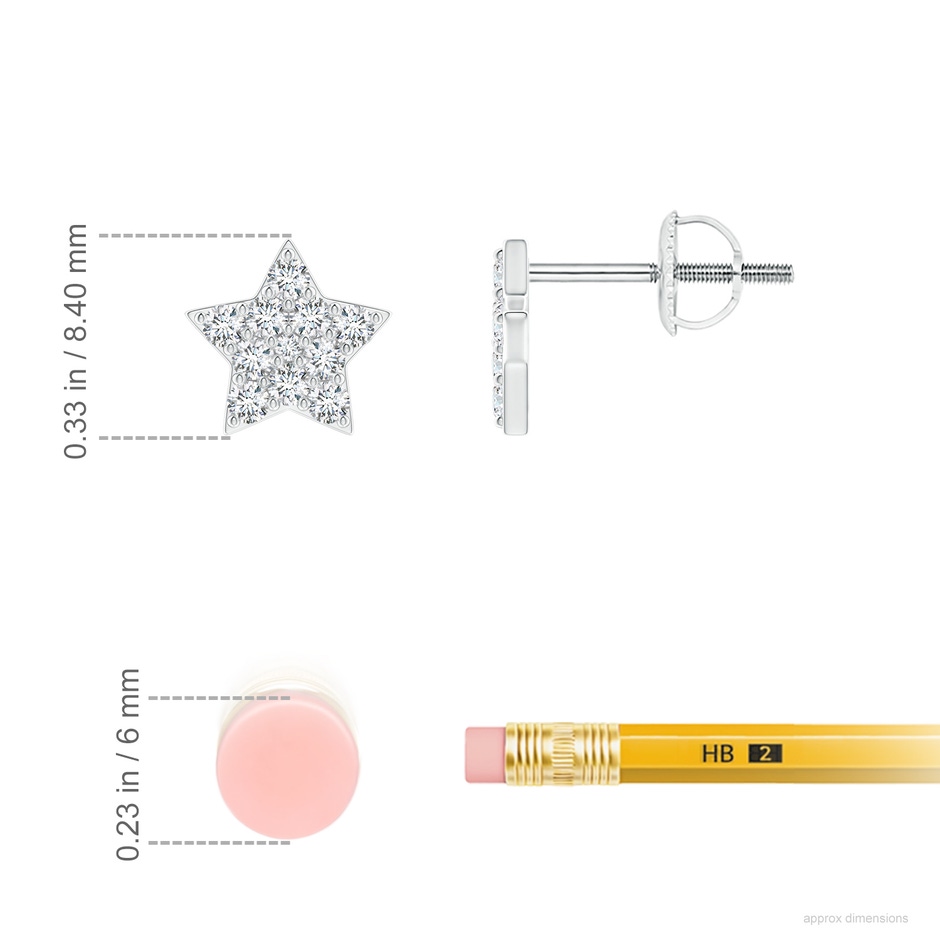 1.55mm GVS2 Diamond Star-Shaped Stud Earrings in White Gold ruler