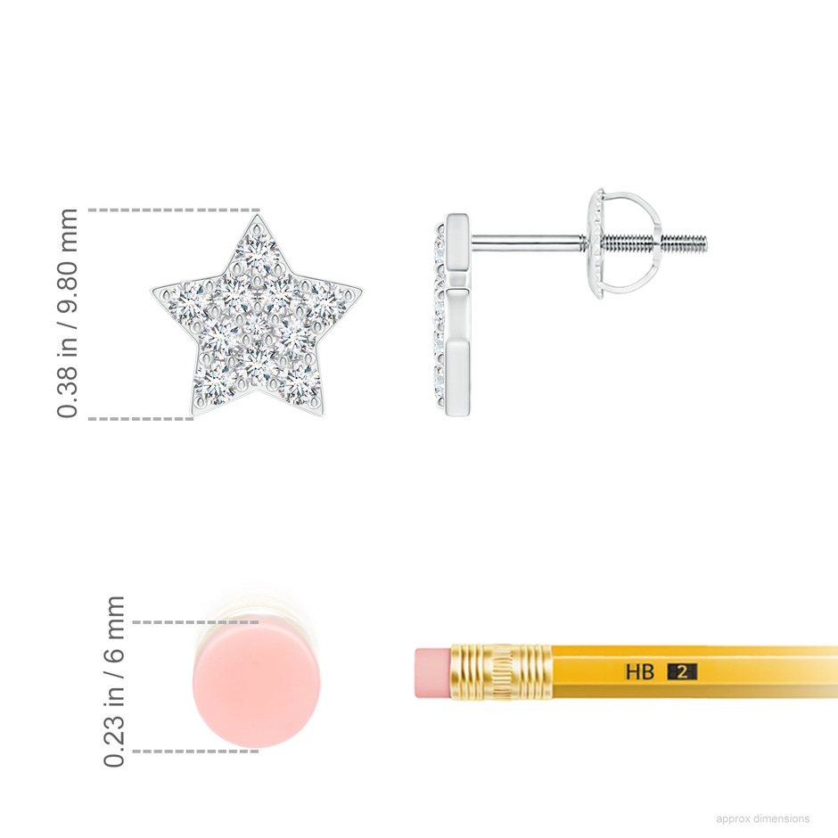 1.8mm GVS2 Diamond Star-Shaped Stud Earrings in White Gold ruler