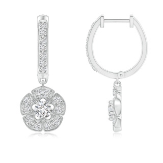 3.2mm HSI2 Vintage-Inspired Diamond Floral Earrings in White Gold