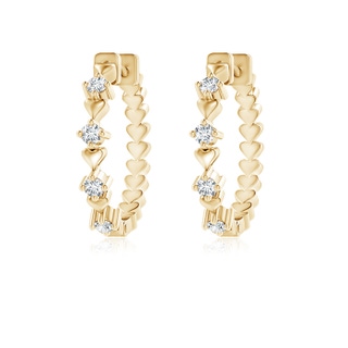 1.9mm GVS2 Round Diamond and Heart Motif Hoop Earrings in Yellow Gold