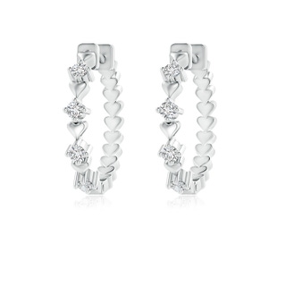 1.9mm HSI2 Round Diamond and Heart Motif Hoop Earrings in White Gold