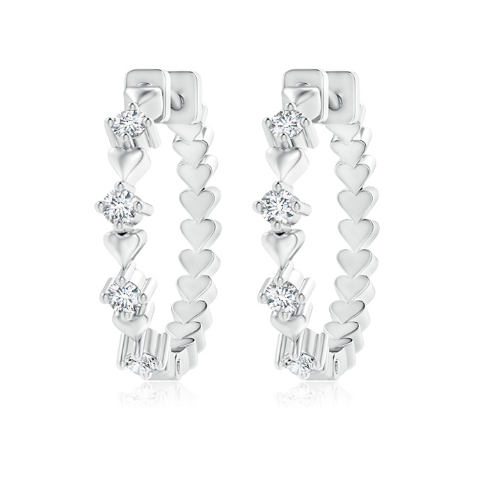 2.3mm GVS2 Round Diamond and Heart Motif Hoop Earrings in P950 Platinum 