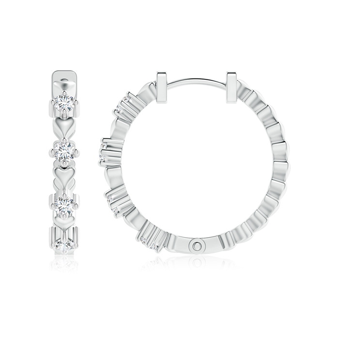 2.3mm GVS2 Round Diamond and Heart Motif Hoop Earrings in P950 Platinum product image