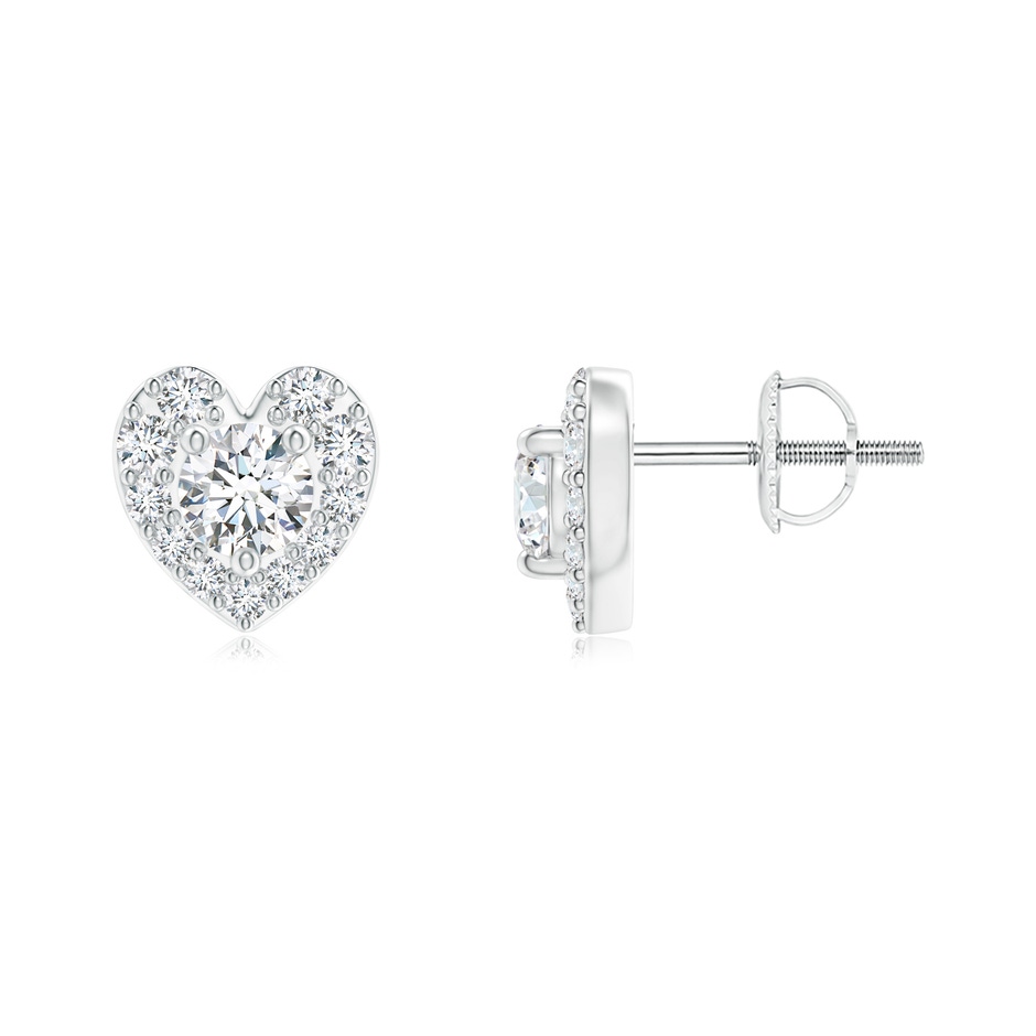 2.9mm GVS2 Diamond Stud Earrings with Heart-Shaped Halo in White Gold 